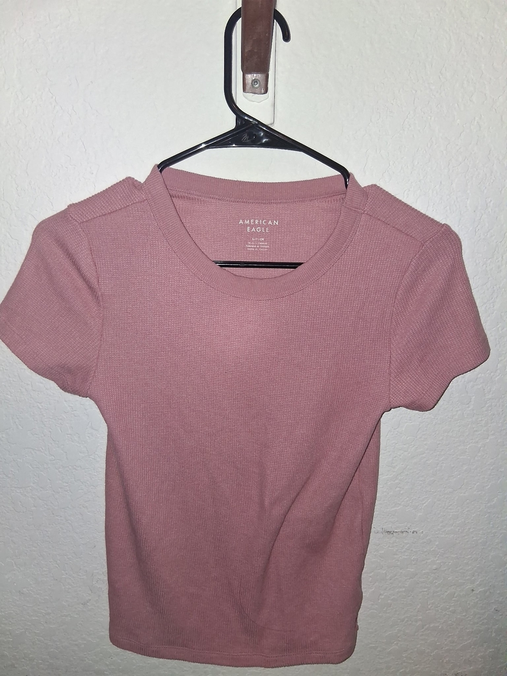 American Eagle Outfitters Short Sleeve Ribbed Top - Dusty Rose Pink